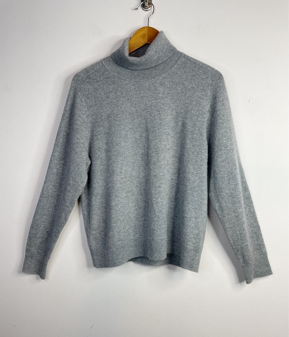 Quince Mongolian Cashmere Turtleneck Sweater Heather Gray Lightweight Womens L